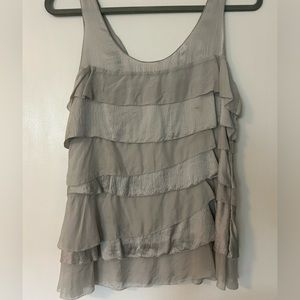 two-tone, silver satin blouse